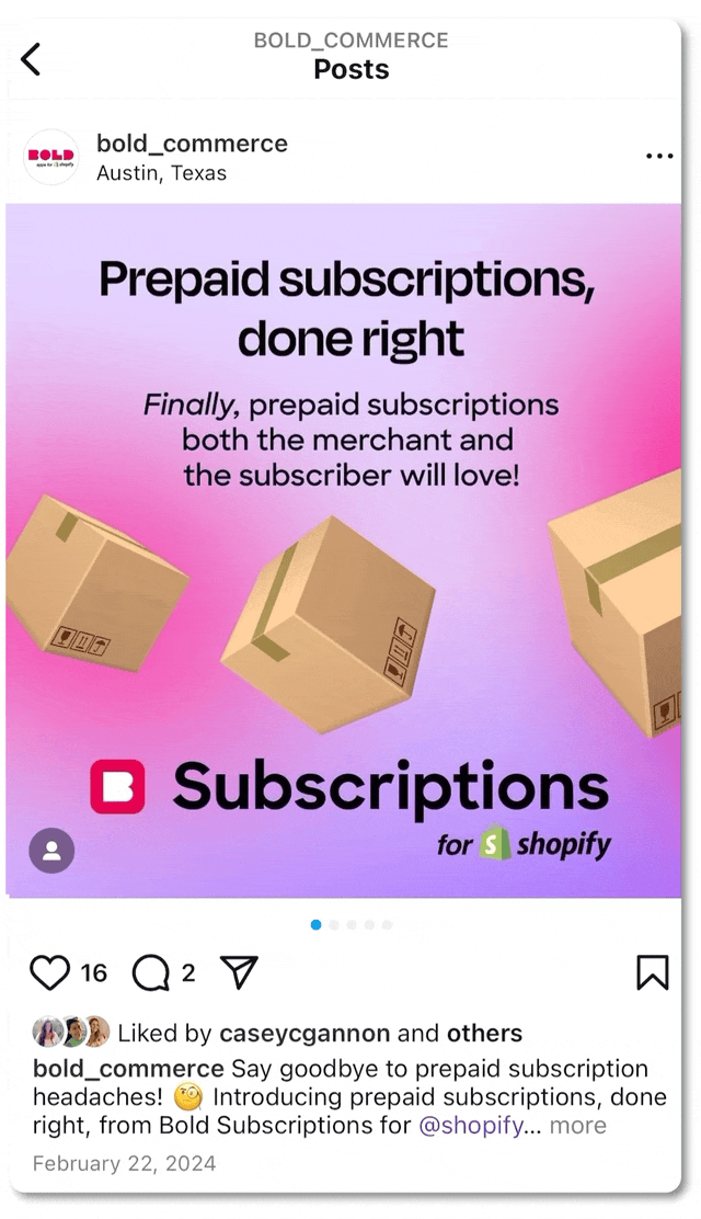 Bold on Shopify — Subscriptions campaign
