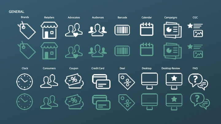 Bazaarvoice presentation template showing the icon library